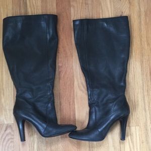 Nine West Black Leather High Heel Boots